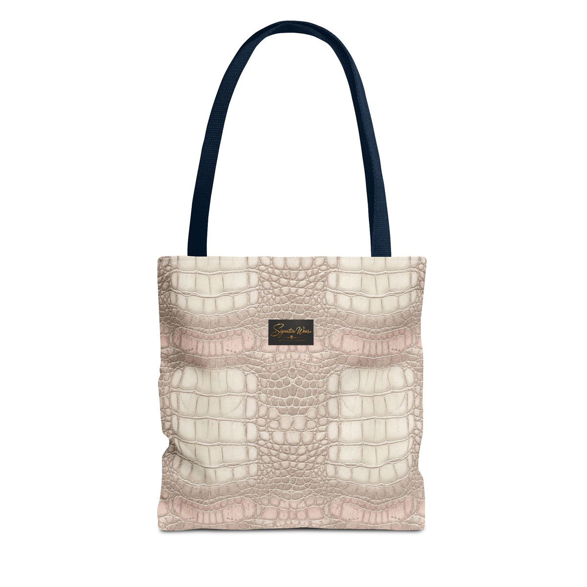 Croc Emboss Tote Bag — Blush Pink Crocodile Texture AOP Tote