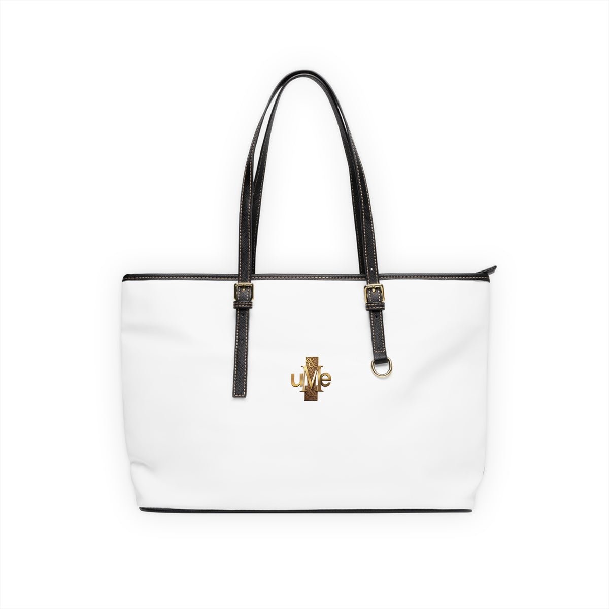 Solid White PU Leather Shoulder Tote — Minimalist Two-Size Handbag