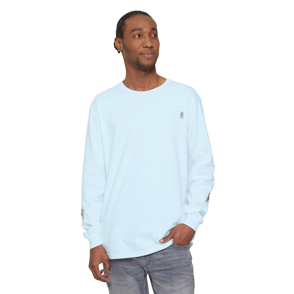 Garment-Dyed Long-Sleeve T-Shirt — Multi-Color Minimal Graphic