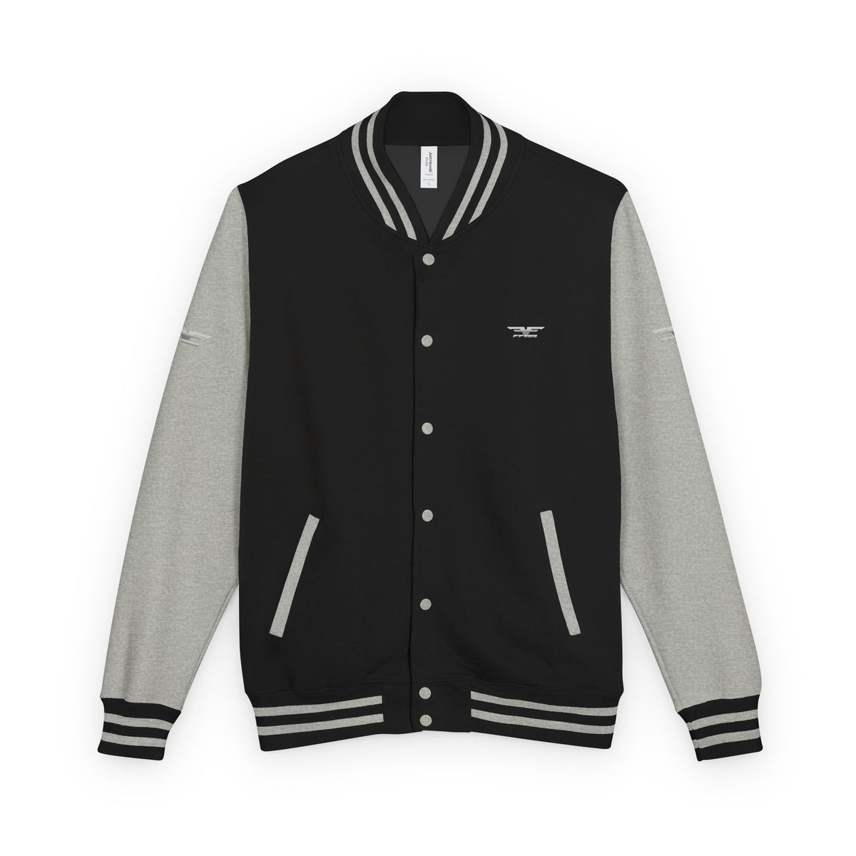 Black and White Varsity Jacket with Winged Logo