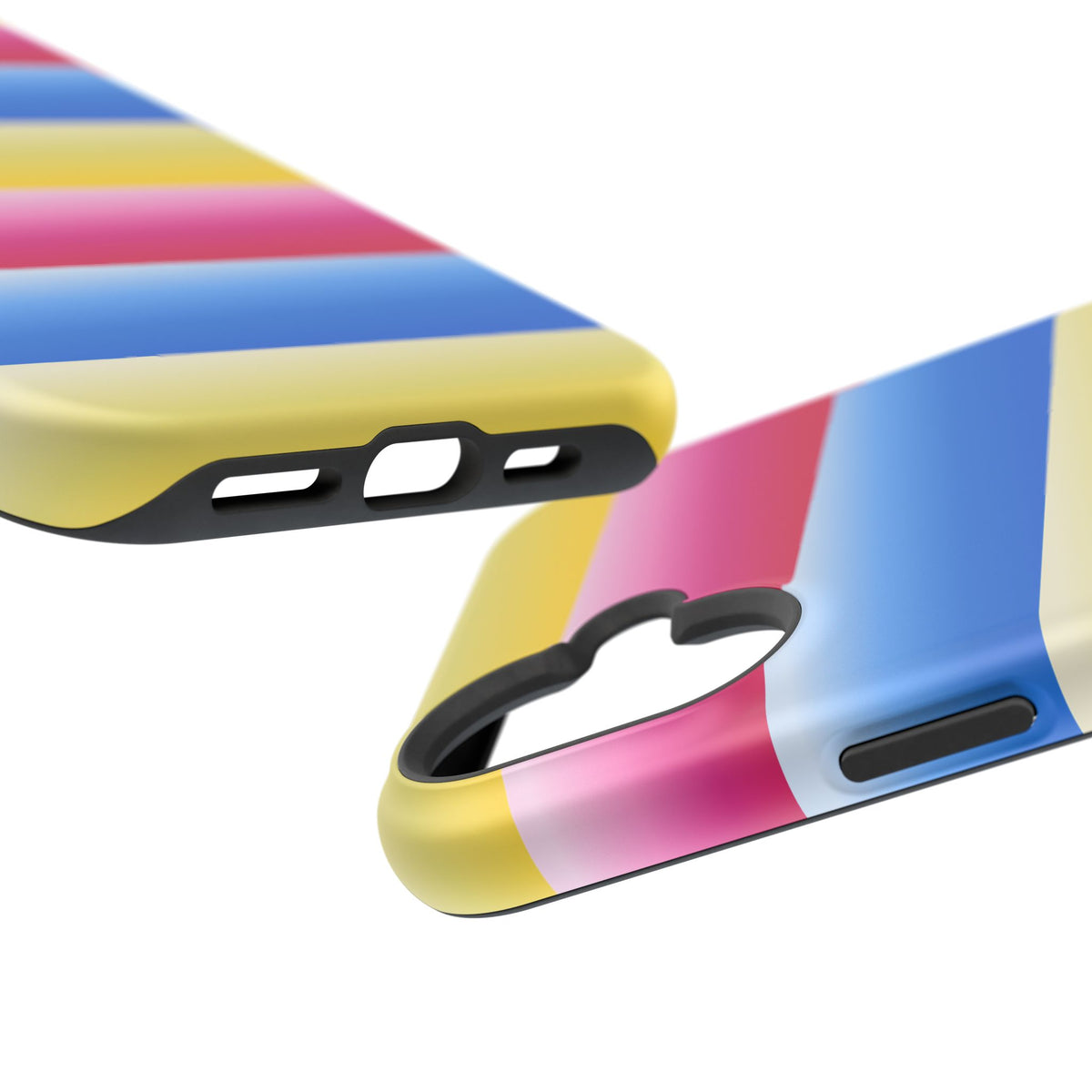 Striped Magnetic Impact-Resistant Phone Case — Colorful Pink Blue Yellow Protection