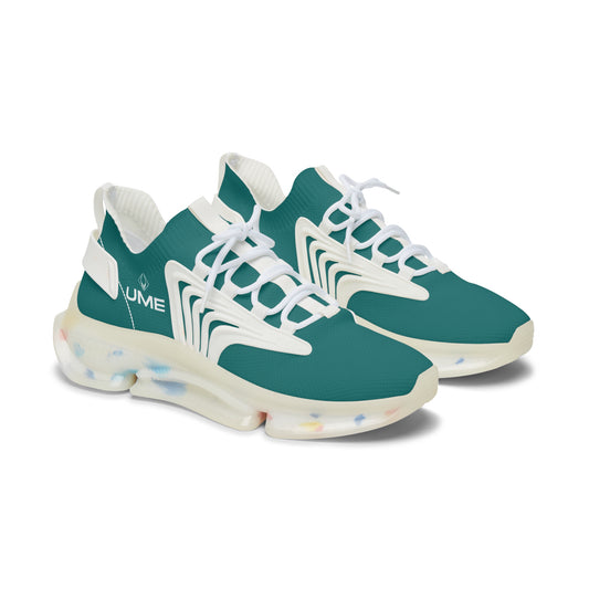 Women's Teal UME Mesh Sneakers — Jewel-Tone Graphic Cloud Sole Athletic Shoe