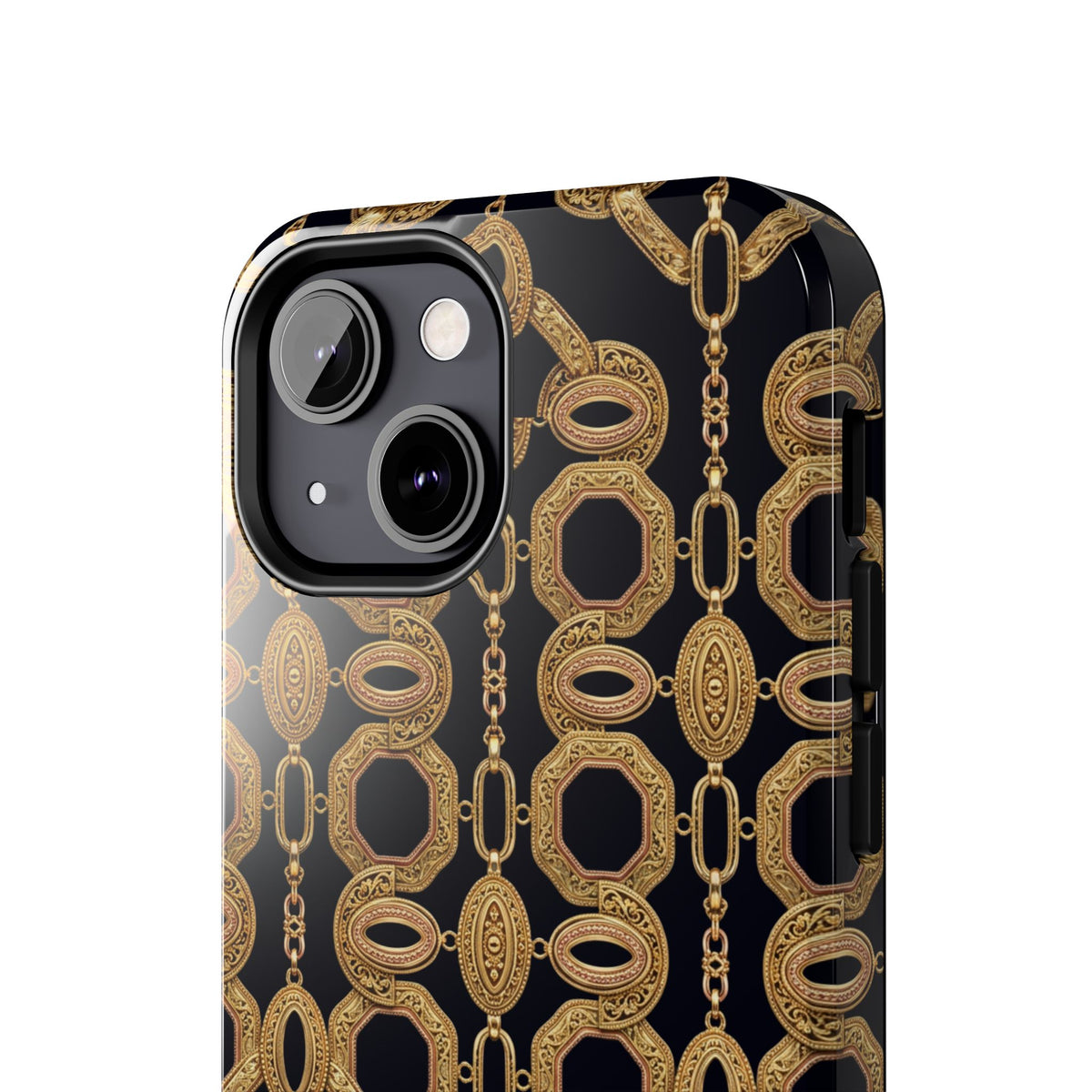 Gold Chain Phone Case — Black & Gold Ornate Chain All-Over Print Tough Cover