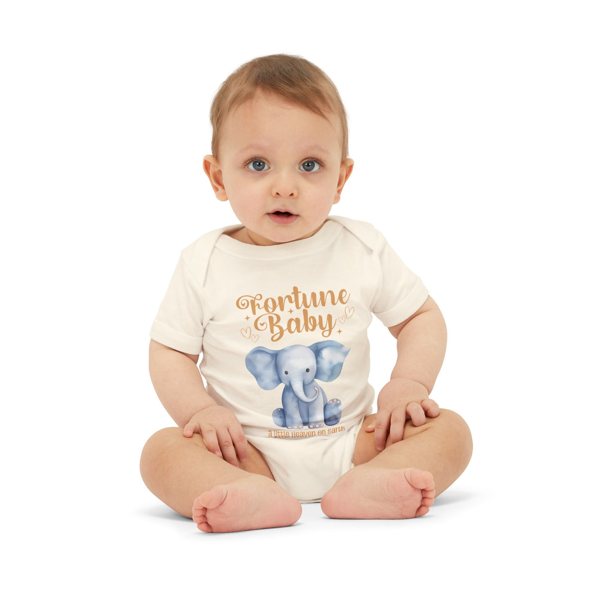 Fortune Baby Elephant Infant Onesie — Cute Blue Elephant Baby Bodysuit