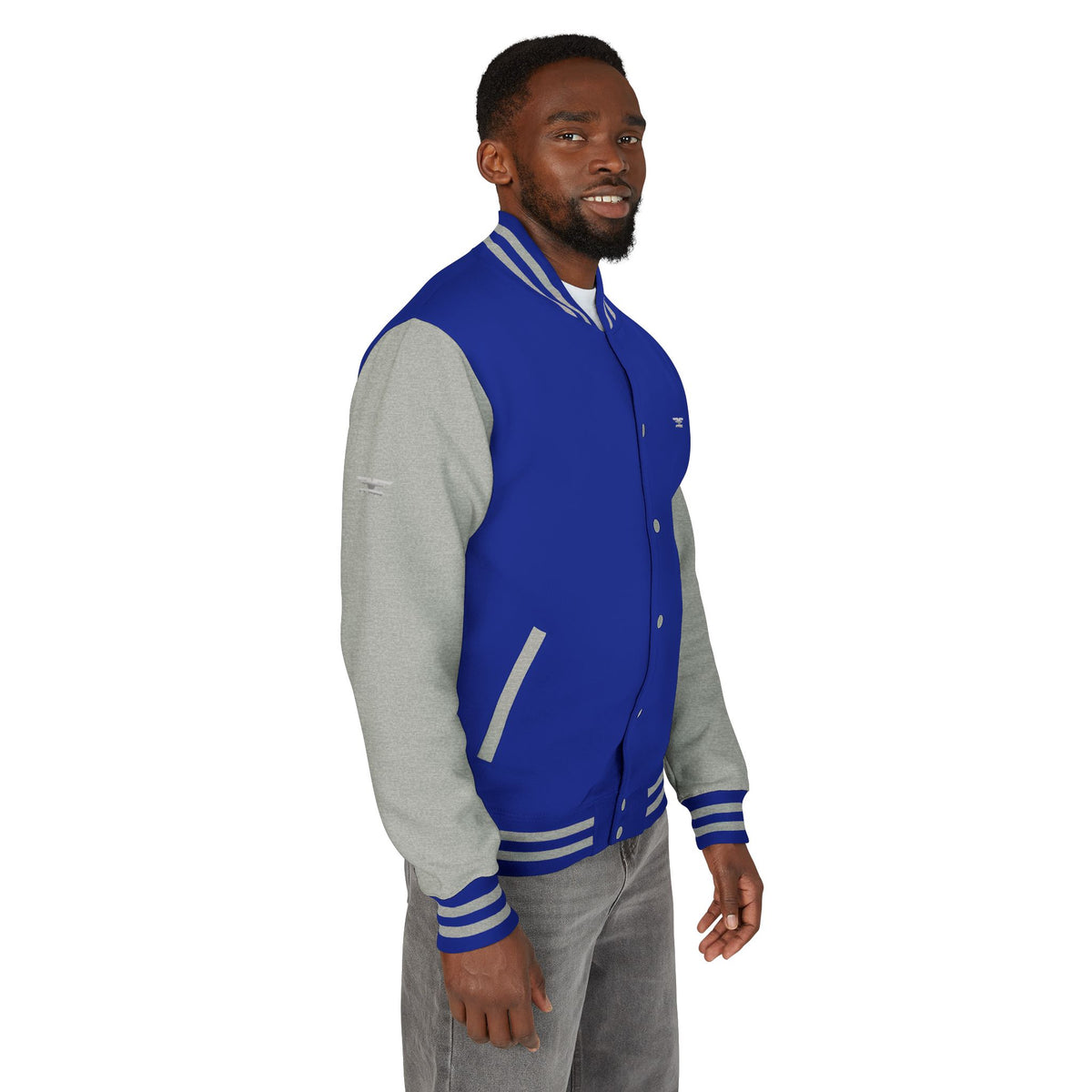 Black and White Varsity Jacket with Winged Logo