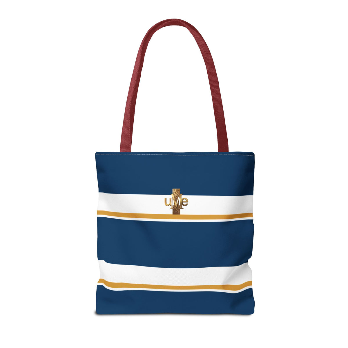 LIVE Cross Tote Bag — Navy & White Stripes with Gold Motif