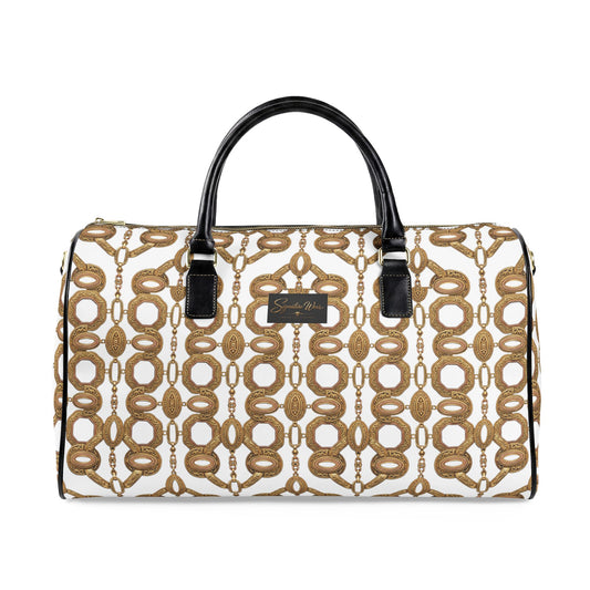 Chain Link Duffle Bag – Ivory | Faux Leather Travel Bag