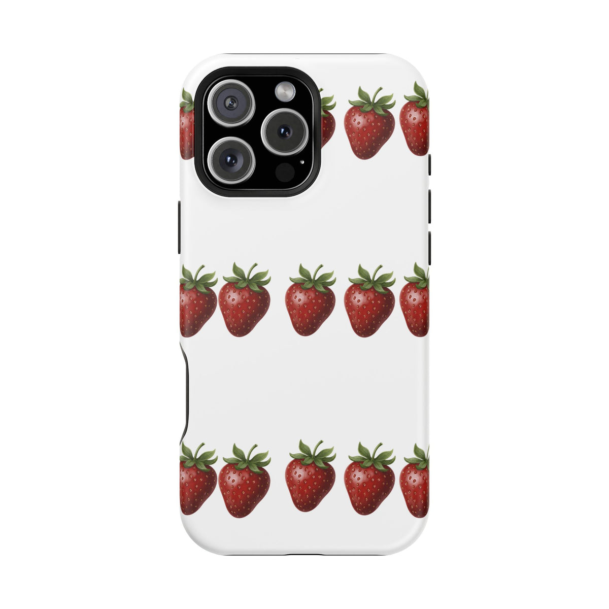 Strawberry Row Phone Case — White MagSafe Magnetic Impact-Resistant Cover