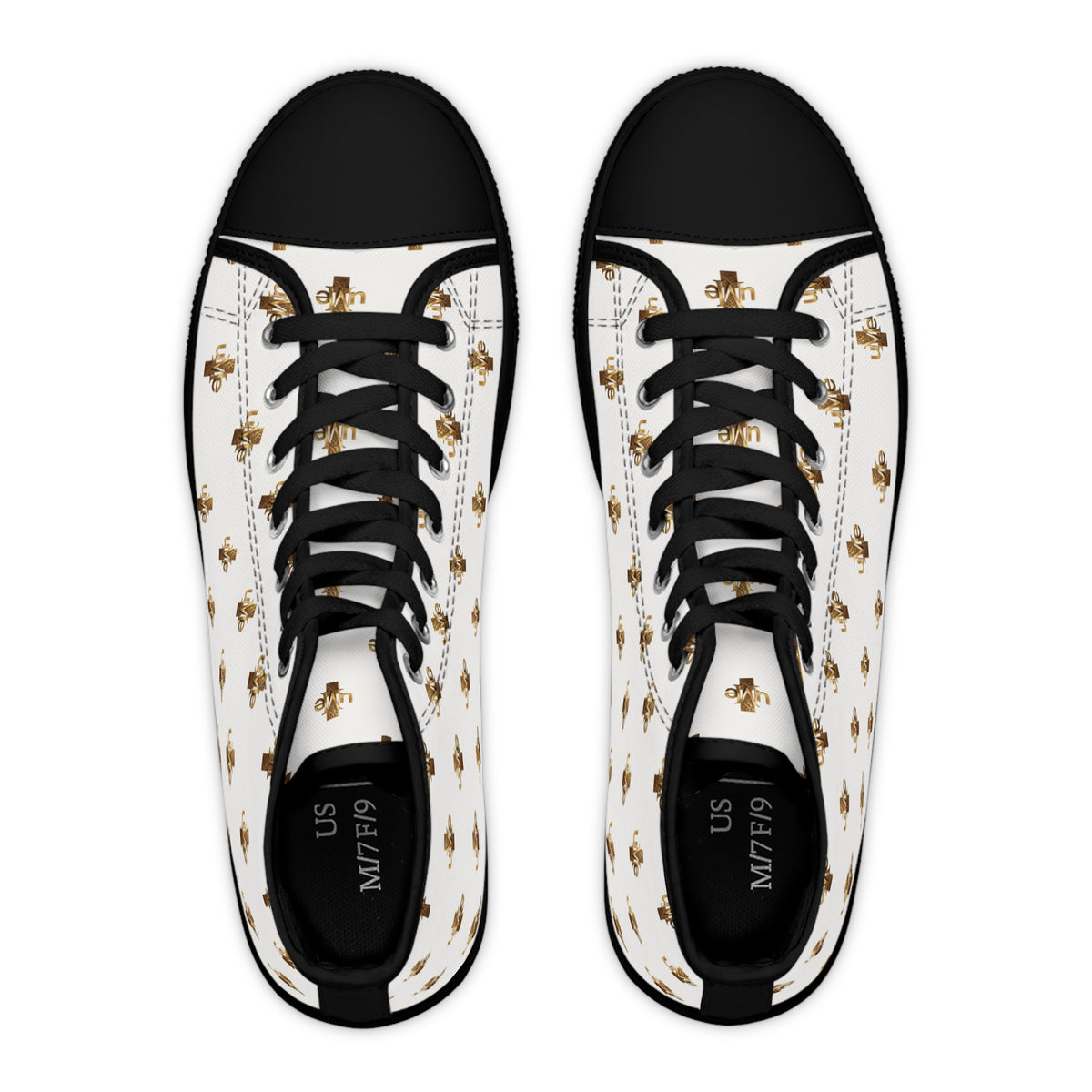 Women’s High-Top Sneakers — White All-Over Print
