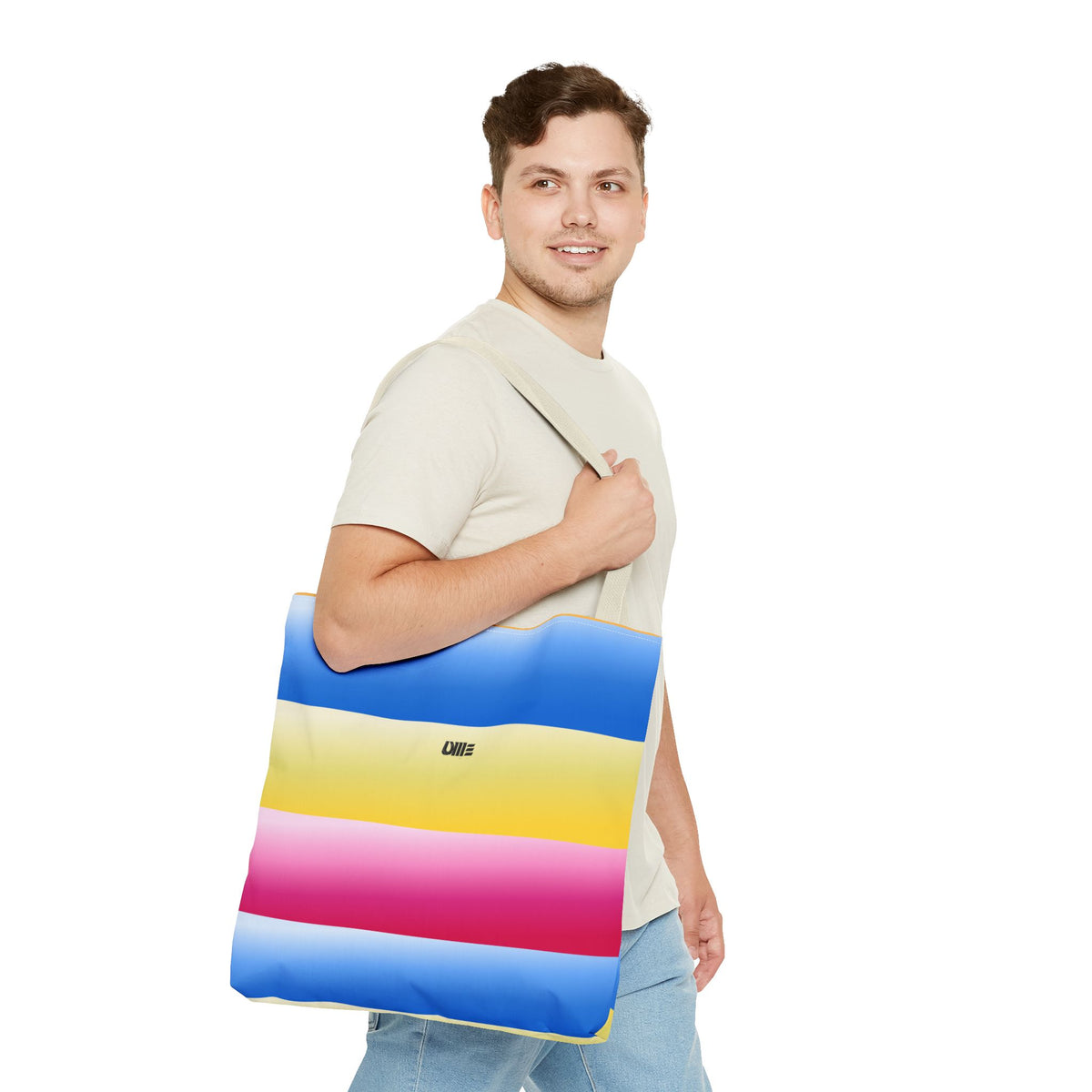 Colorful Pride Stripes Tote Bag – Pastel Blue, Yellow & Pink AOP