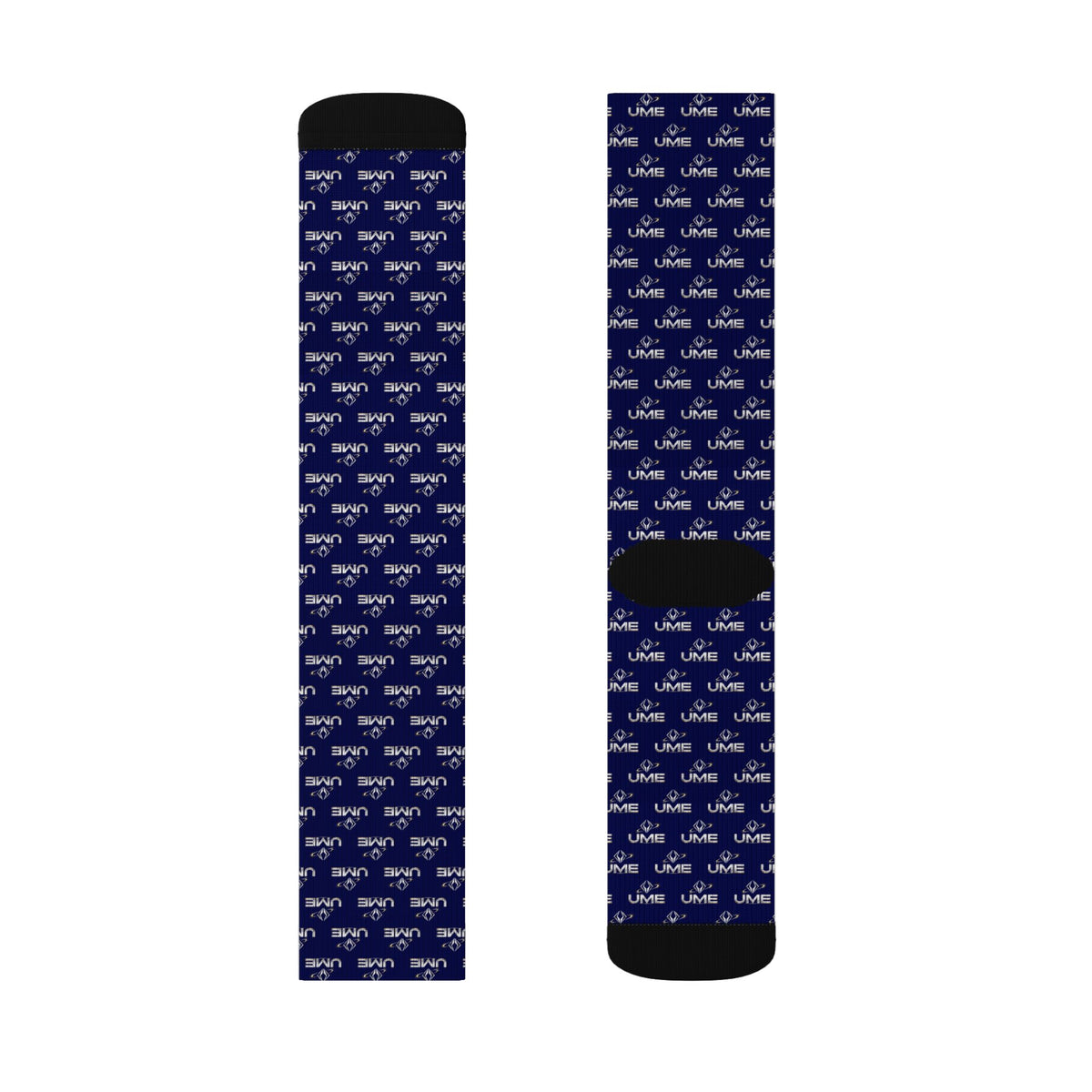 UME Monochrome Crew Socks — Navy All-Over Sublimation Print