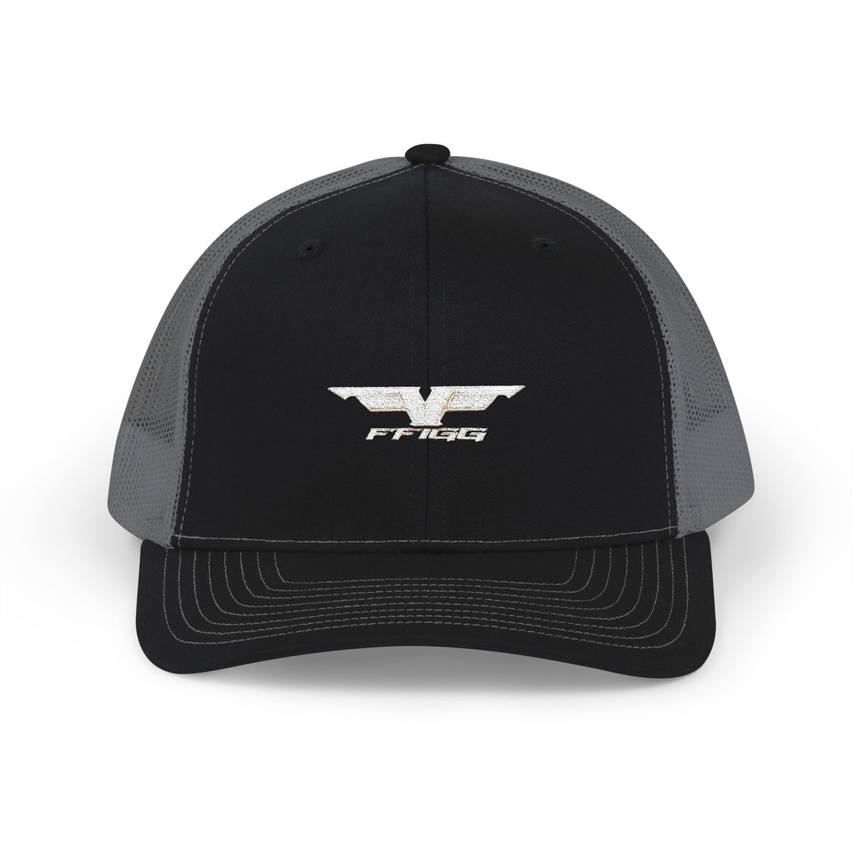 FFiGG Embroidered Snapback Trucker Cap — Black, Grey & Loden