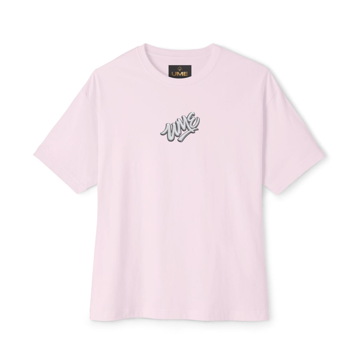 UME Script Logo Boxy Tee — White Oversized Graphic T-Shirt