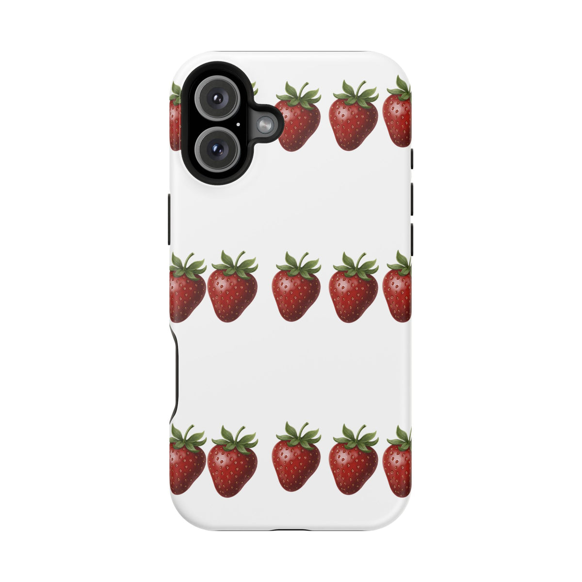 Strawberry Row Phone Case — White MagSafe Magnetic Impact-Resistant Cover