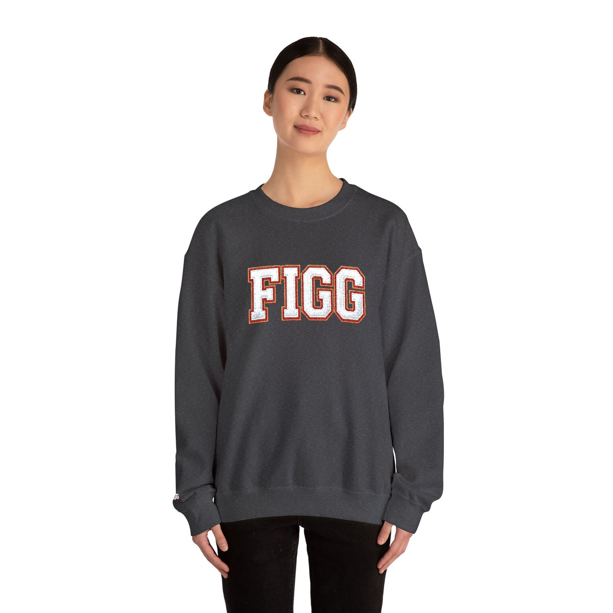 FFiGG Embroidered Collegiate Crewneck — Sport Grey, Black & More Colors