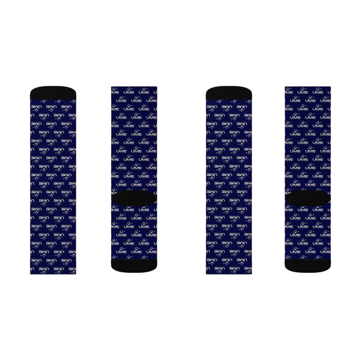 UME Monochrome Crew Socks — Navy All-Over Sublimation Print