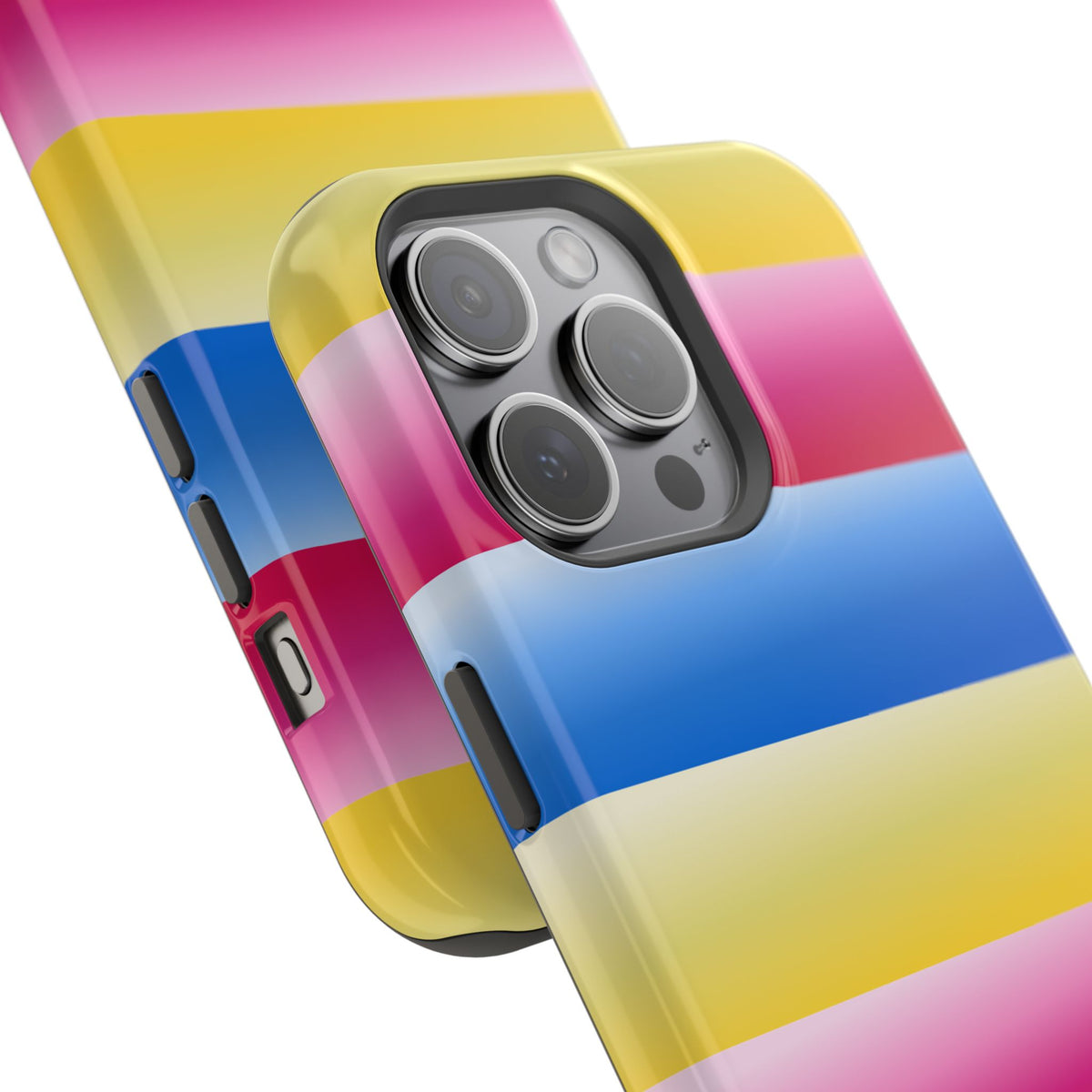 Striped Magnetic Impact-Resistant Phone Case — Colorful Pink Blue Yellow Protection