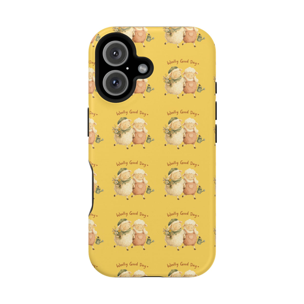 "Woolly Good Day" Phone Case — Yellow Sheep Pattern Magnetic Impact-Resistant Cover