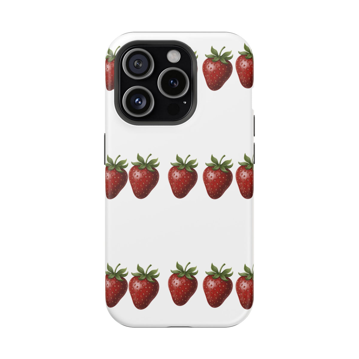 Strawberry Row Phone Case — White MagSafe Magnetic Impact-Resistant Cover