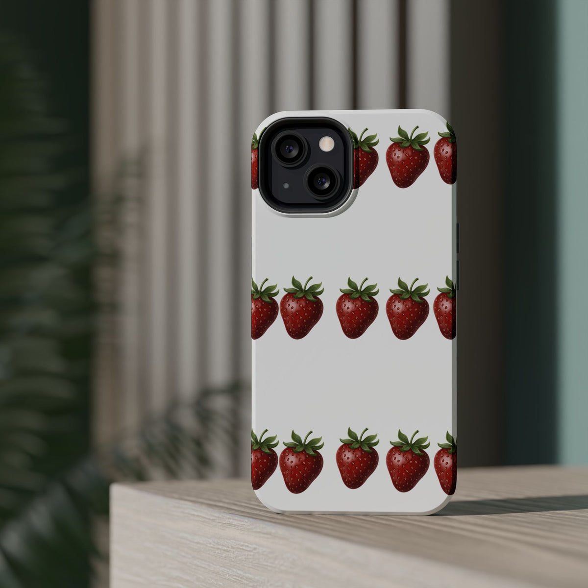 Strawberry Row Phone Case — White MagSafe Magnetic Impact-Resistant Cover