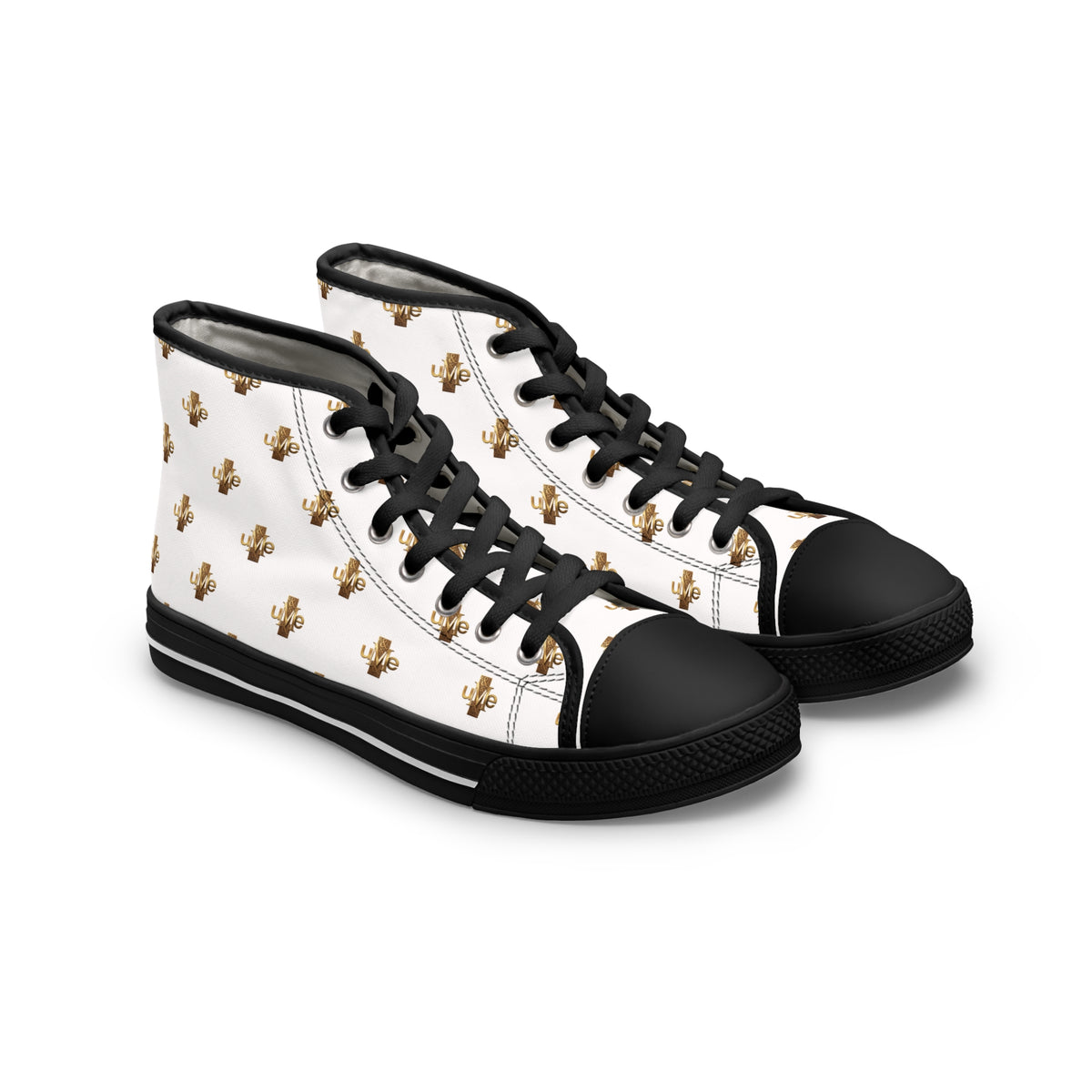 Women’s High-Top Sneakers — White All-Over Print