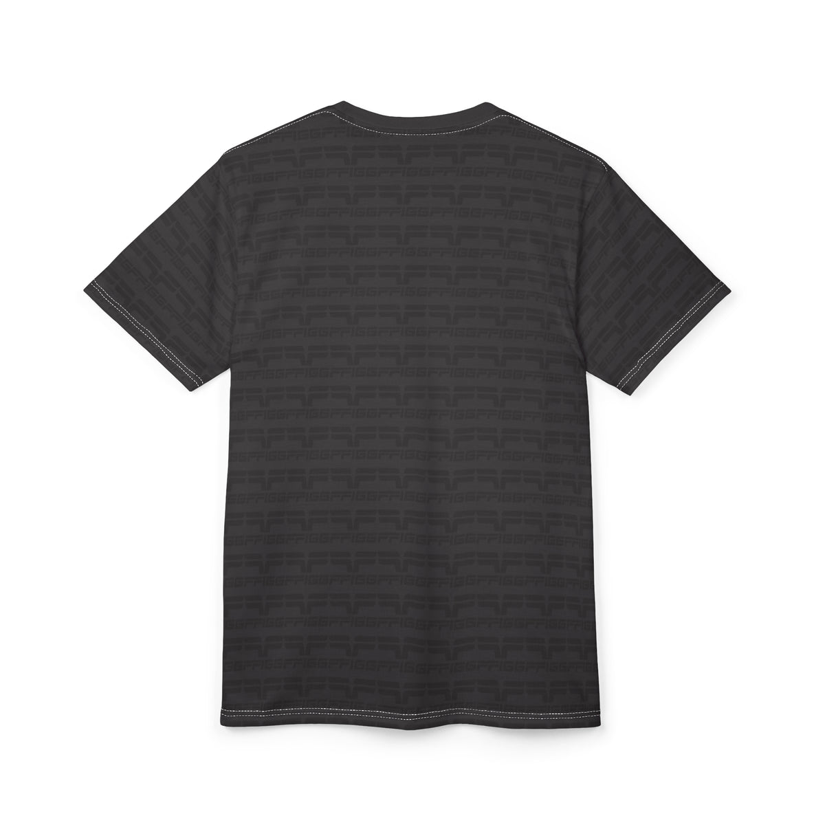 Black Patterned Graphic Tee — Tonal All-Over Print