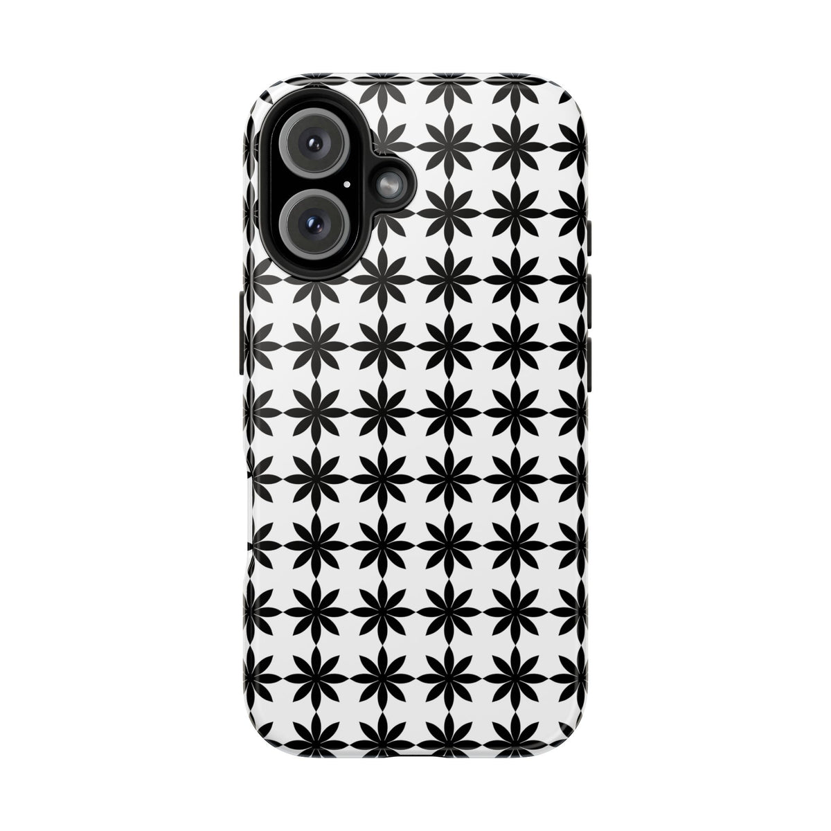 Tough Phone Case — Black & White Geometric Star Pattern