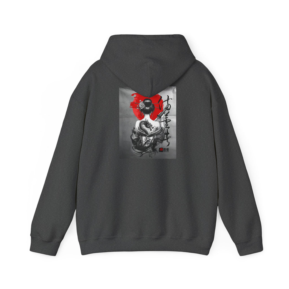 Samurai Poppy Hoodie — Japanese Ink Art Hooded Sweatshirt
