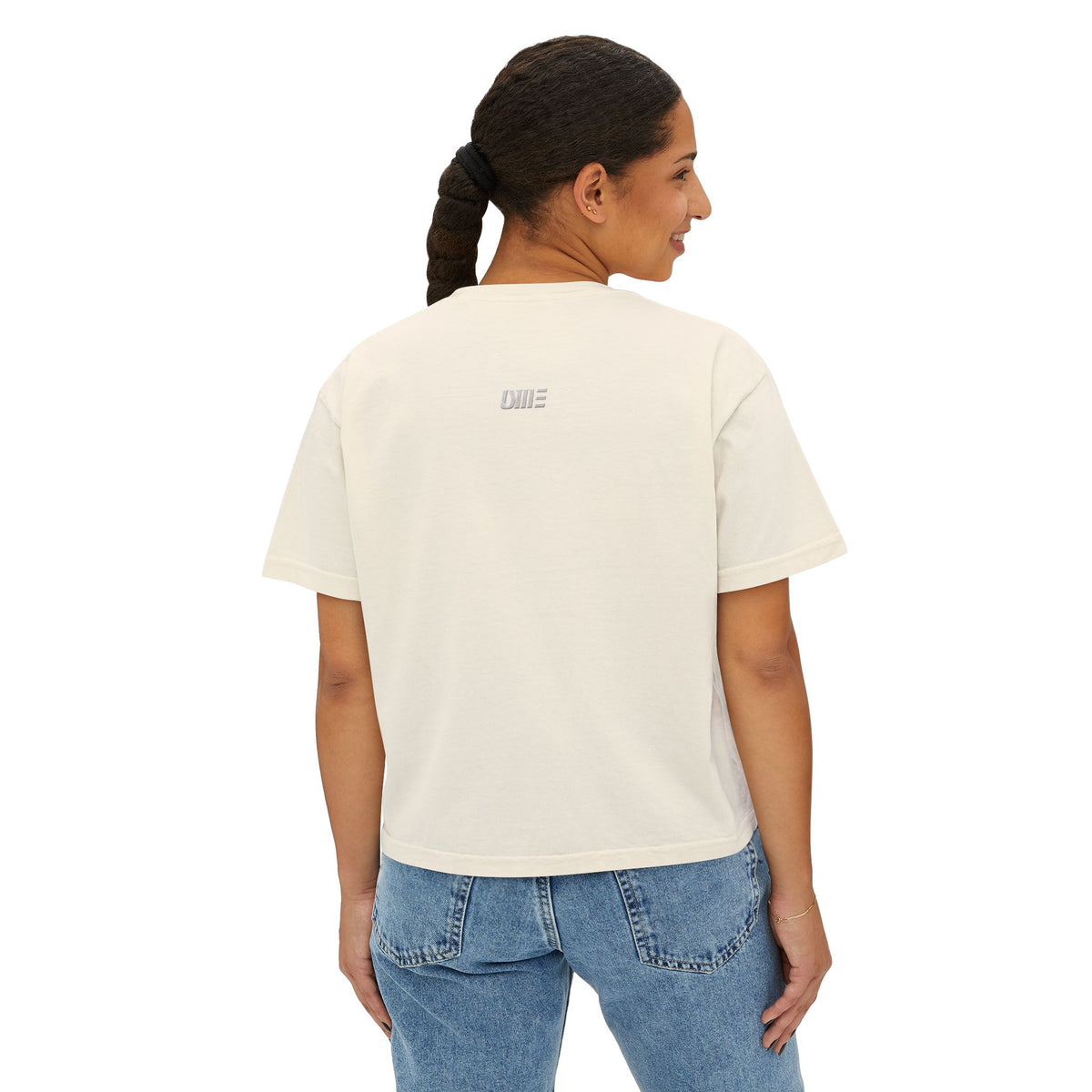 Women’s Cropped Boxy T-Shirt — Multi-Color Minimal Graphic