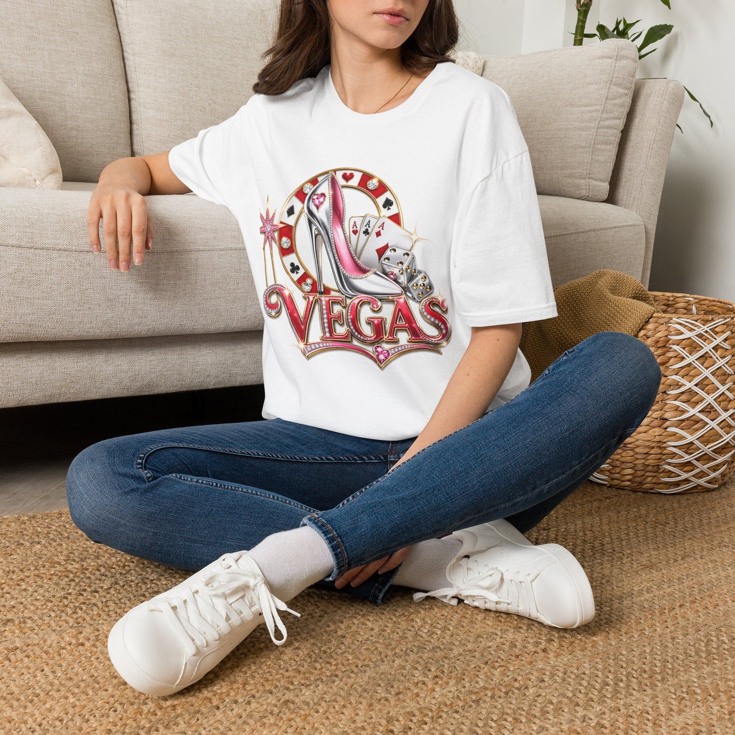 Las Vegas Casino Heels T-Shirt – Retro Vegas Cards & Dice Graphic