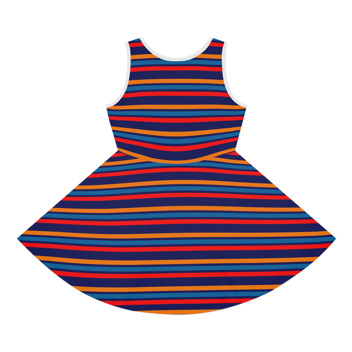 Girls' Striped Sundress — Navy, Red & Orange Summer Dress