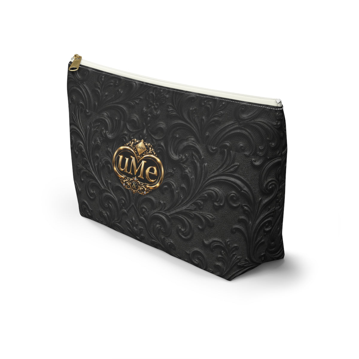 Black UME Gold Crest Accessory Pouch — All-Over Print
