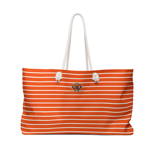 Tangerine Stripe Nautical Weekender Bag – BL Signature Orange & White Rope Handle Beach Tote