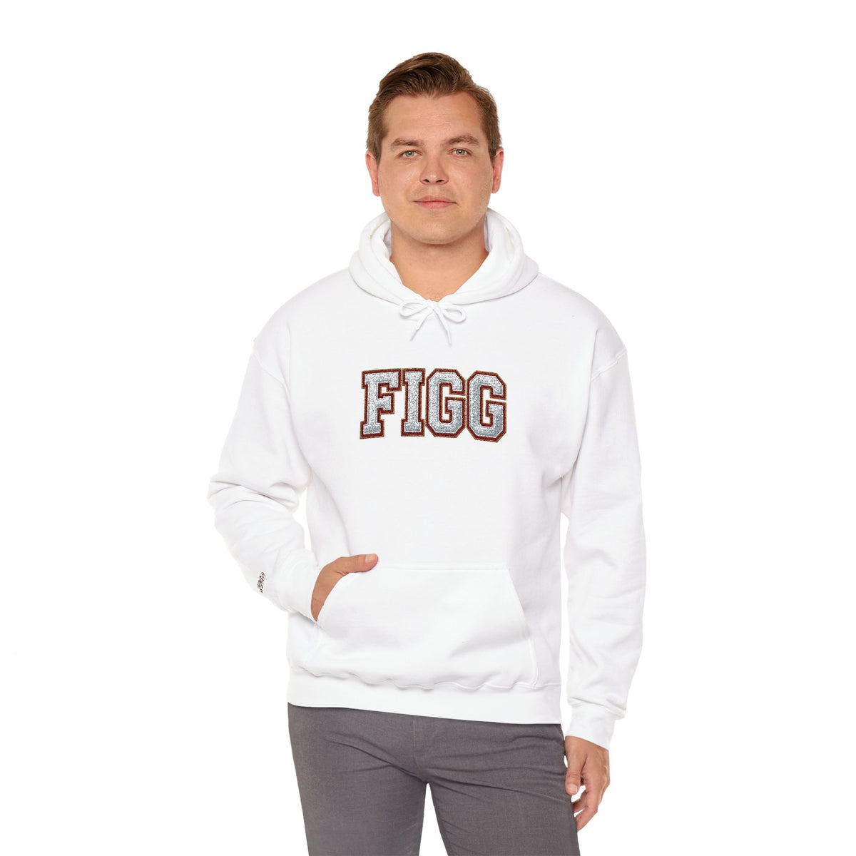 FFiGG Embroidered Varsity Hoodie — White, Black, Grey & More Colors