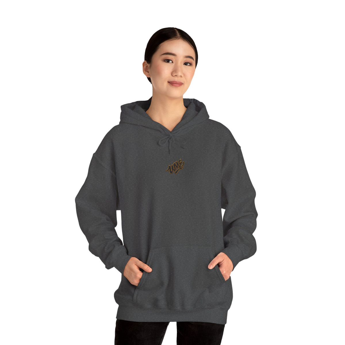 Hoodie — White UME Black Logo All-Over Print