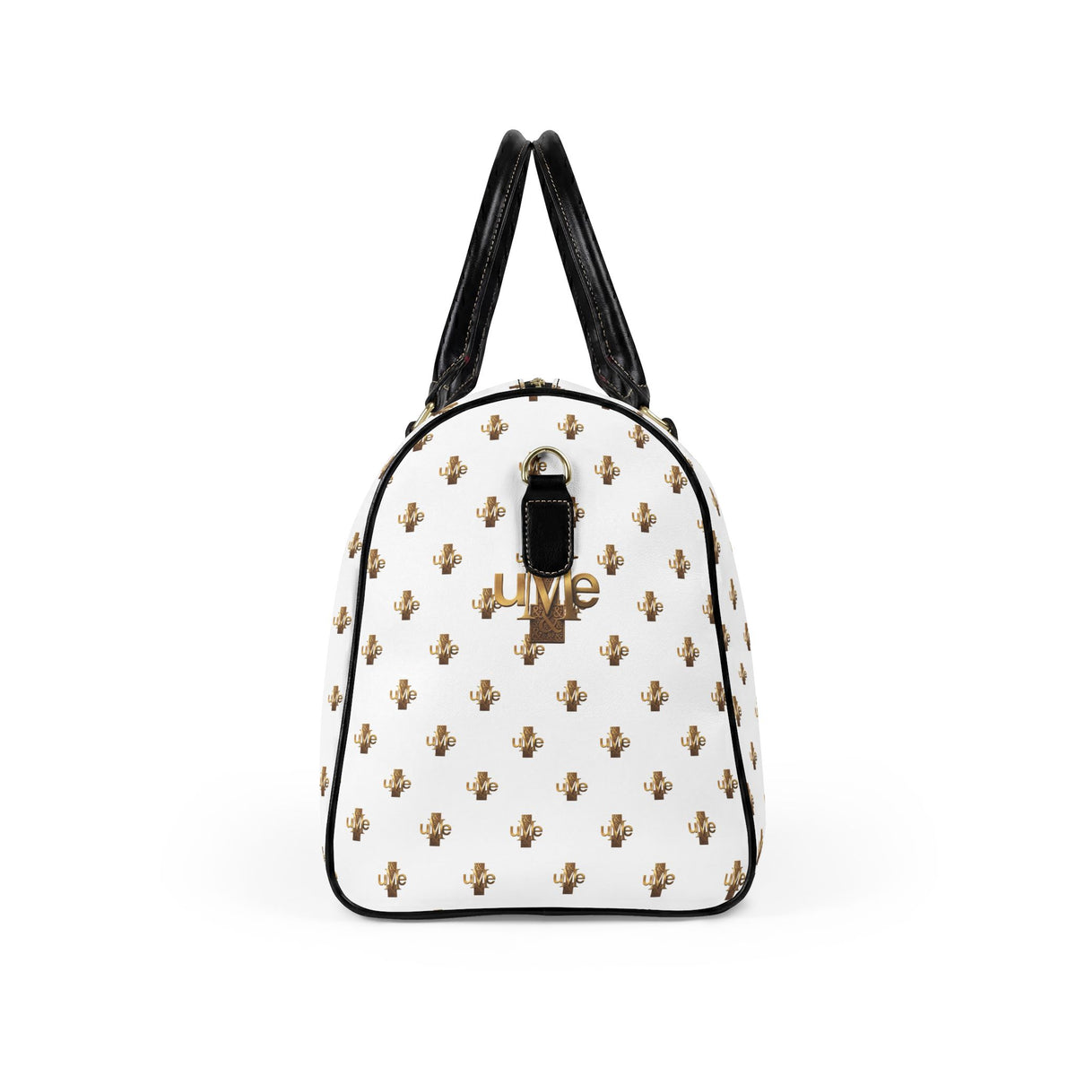Faux-Leather Travel Bag — White and Gold Weekender