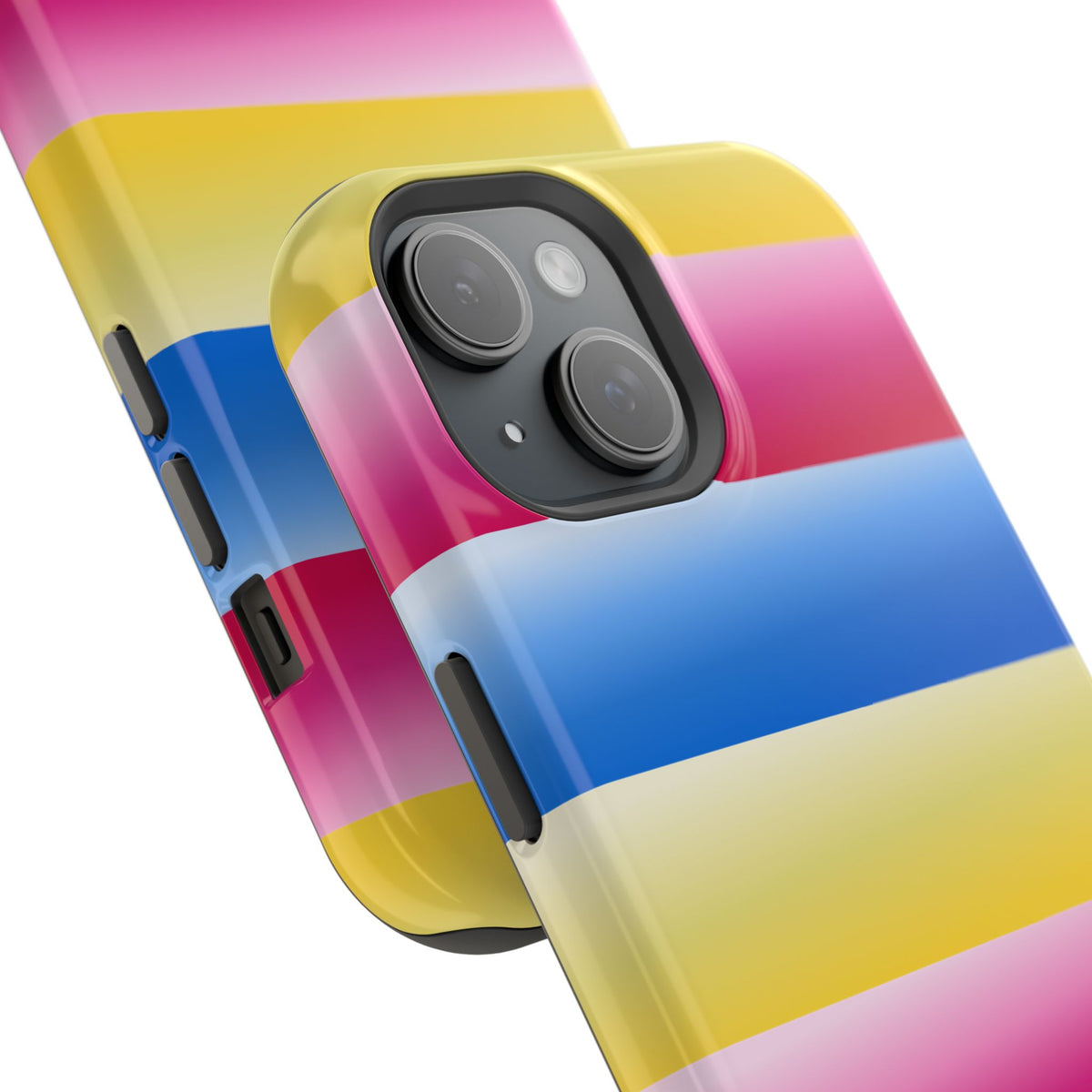 Striped Magnetic Impact-Resistant Phone Case — Colorful Pink Blue Yellow Protection