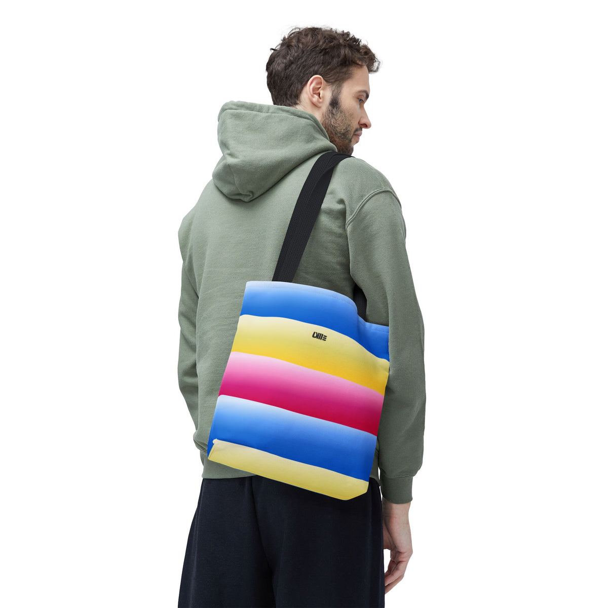 Colorful Pride Stripes Tote Bag – Pastel Blue, Yellow & Pink AOP