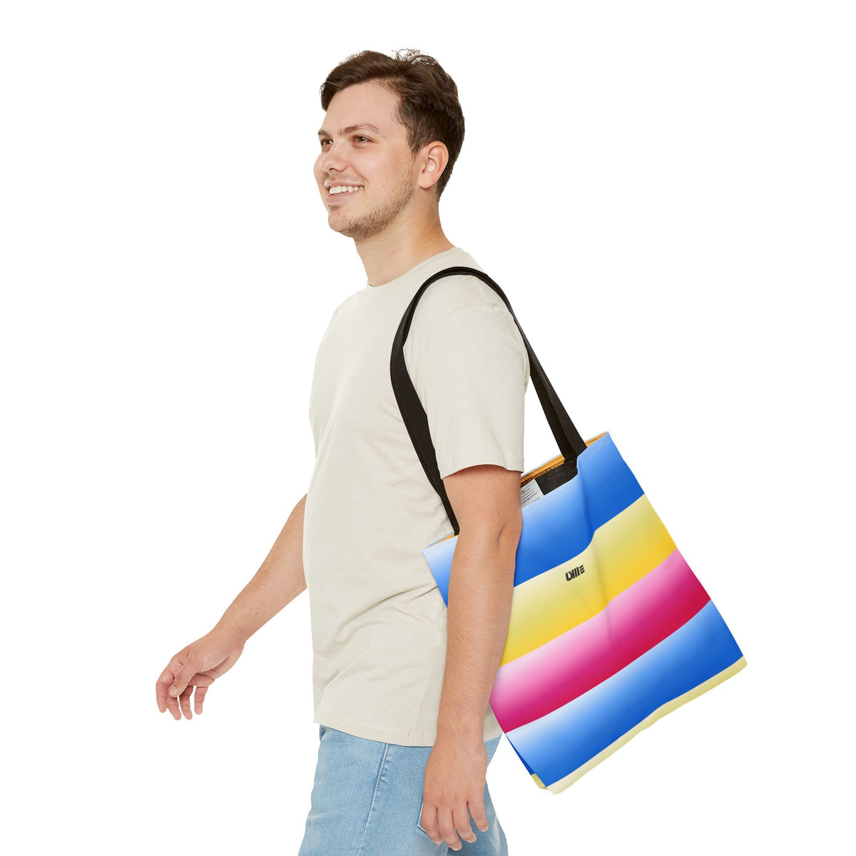 Colorful Pride Stripes Tote Bag – Pastel Blue, Yellow & Pink AOP