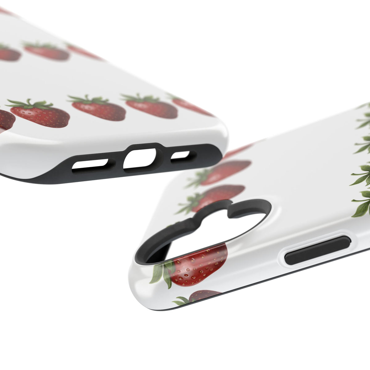 Strawberry Row Phone Case — White MagSafe Magnetic Impact-Resistant Cover