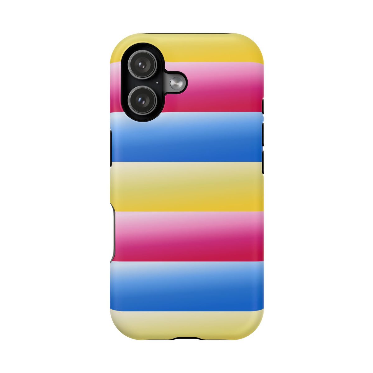 Striped Magnetic Impact-Resistant Phone Case — Colorful Pink Blue Yellow Protection