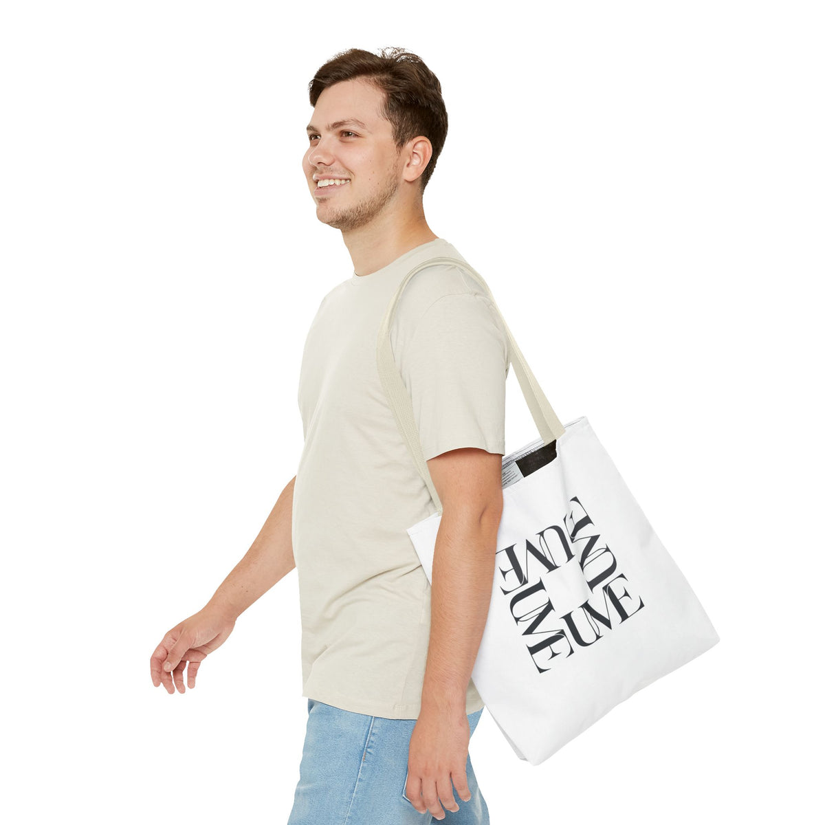 UME Square Typography Tote Bag — White