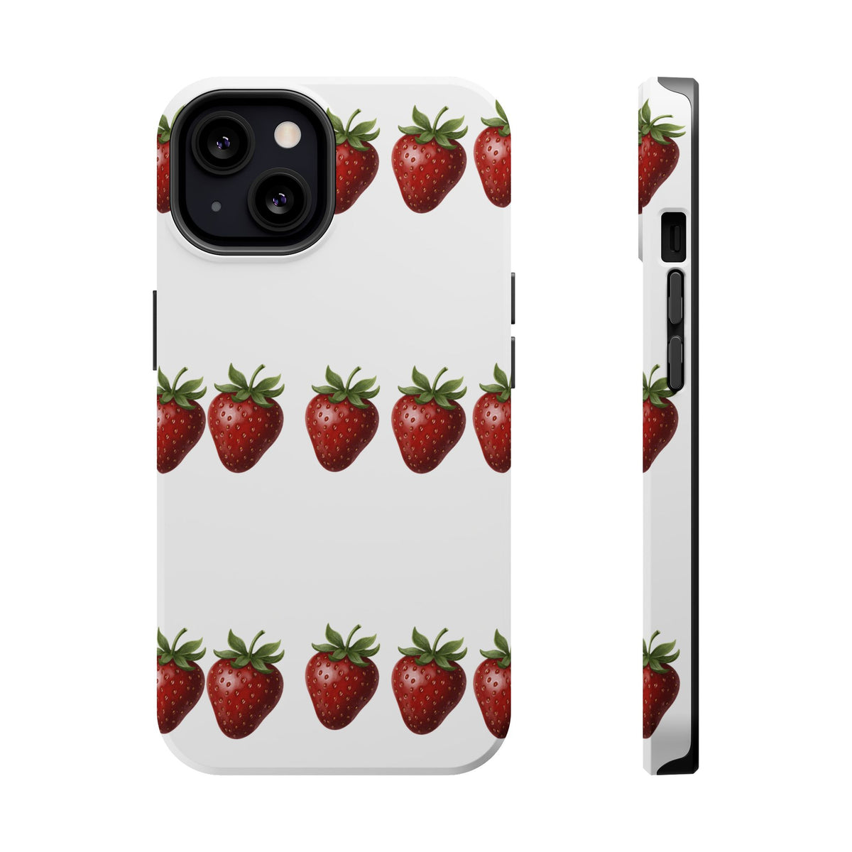 Strawberry Row Phone Case — White MagSafe Magnetic Impact-Resistant Cover