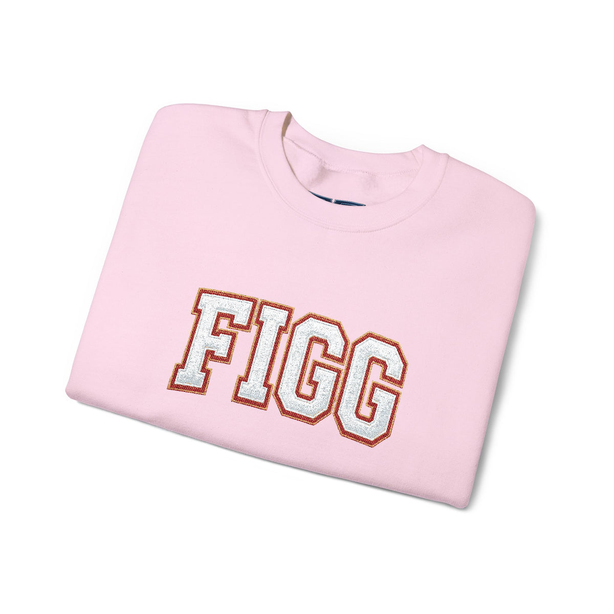 FFiGG Embroidered Collegiate Crewneck — Sport Grey, Black & More Colors