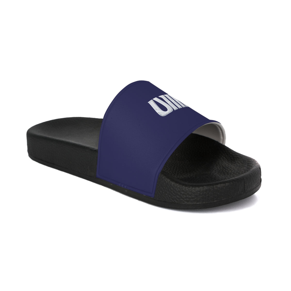 Men's Navy Slide Sandals with Bold 'UllE' Logo — Casual Pool & Beach Slides