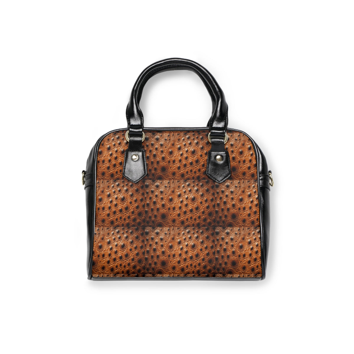 Brown Ostrich-Texture Shoulder Handbag – Vintage Faux Leather Satchel
