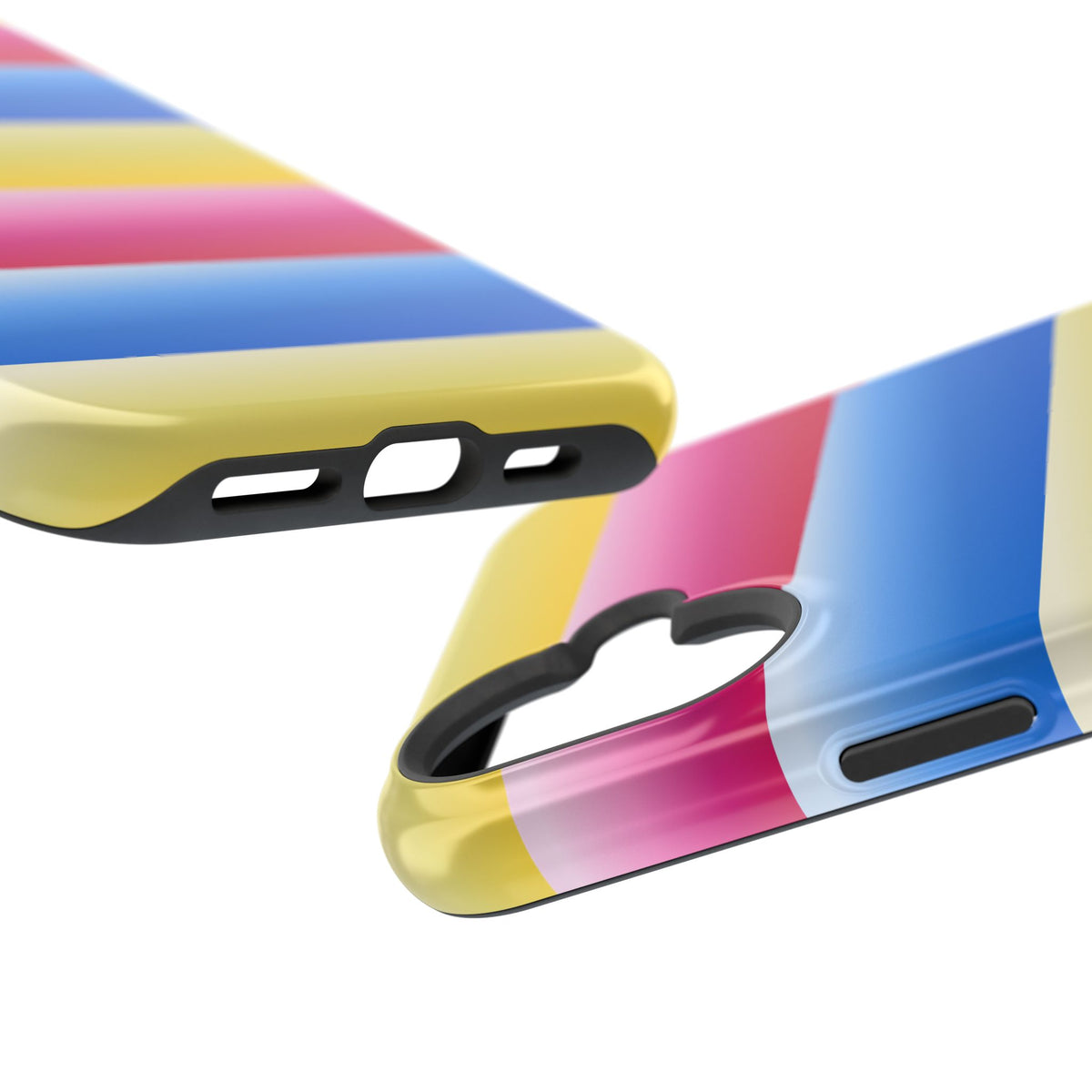 Striped Magnetic Impact-Resistant Phone Case — Colorful Pink Blue Yellow Protection