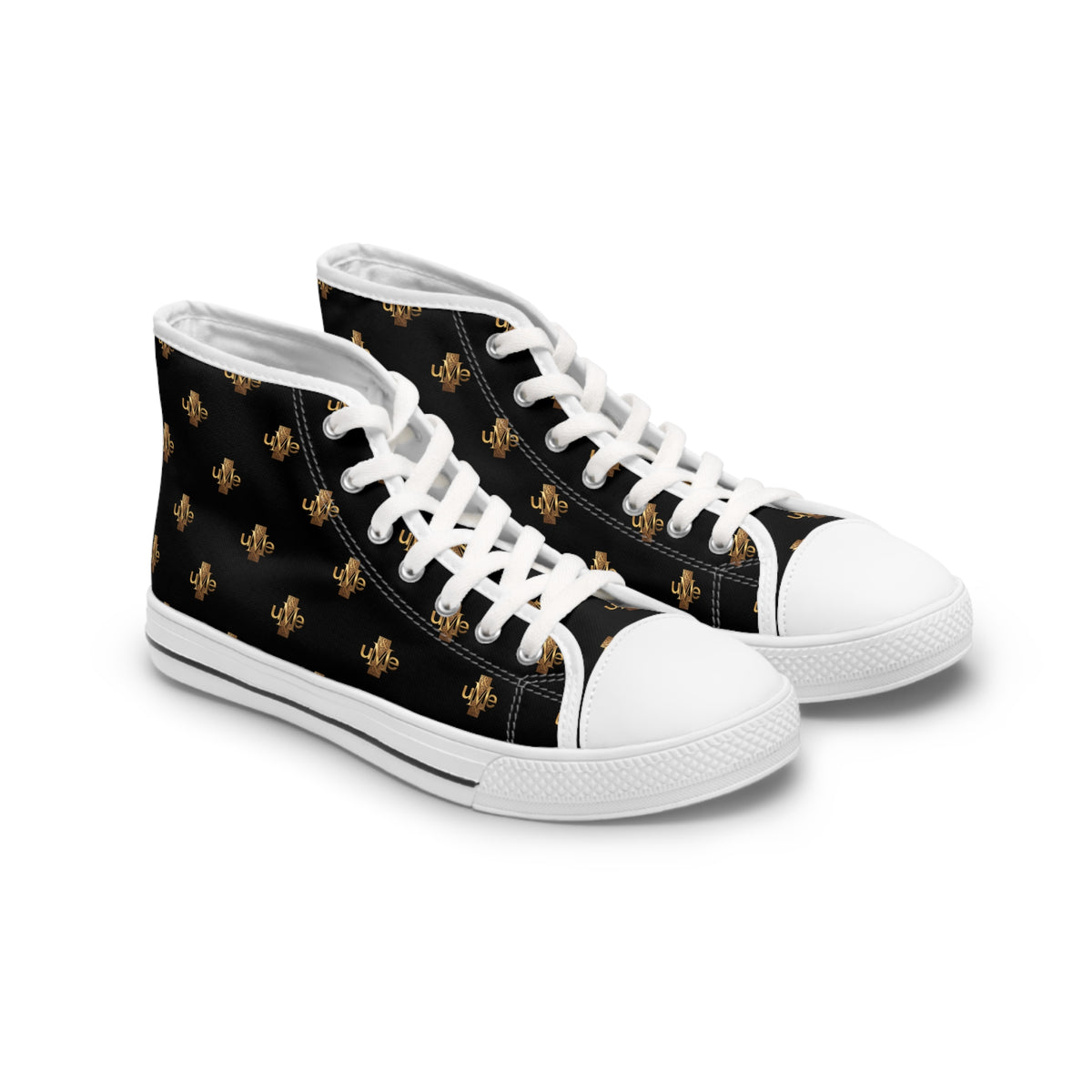 Women’s High-Top Sneakers — Black All-Over Print