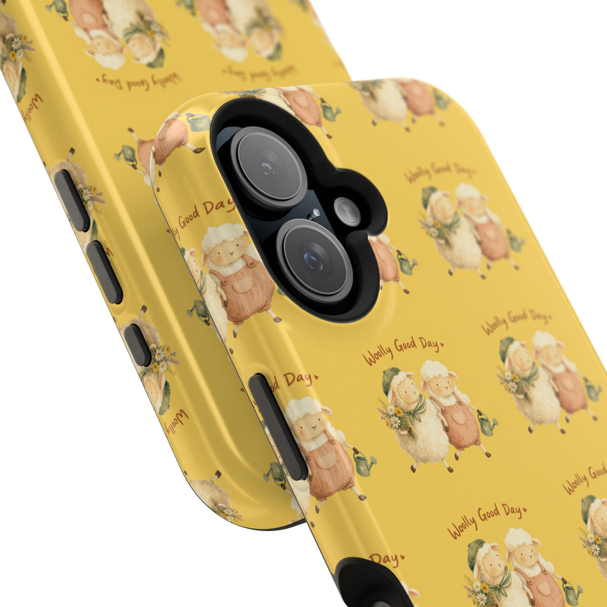 "Woolly Good Day" Phone Case — Yellow Sheep Pattern Magnetic Impact-Resistant Cover