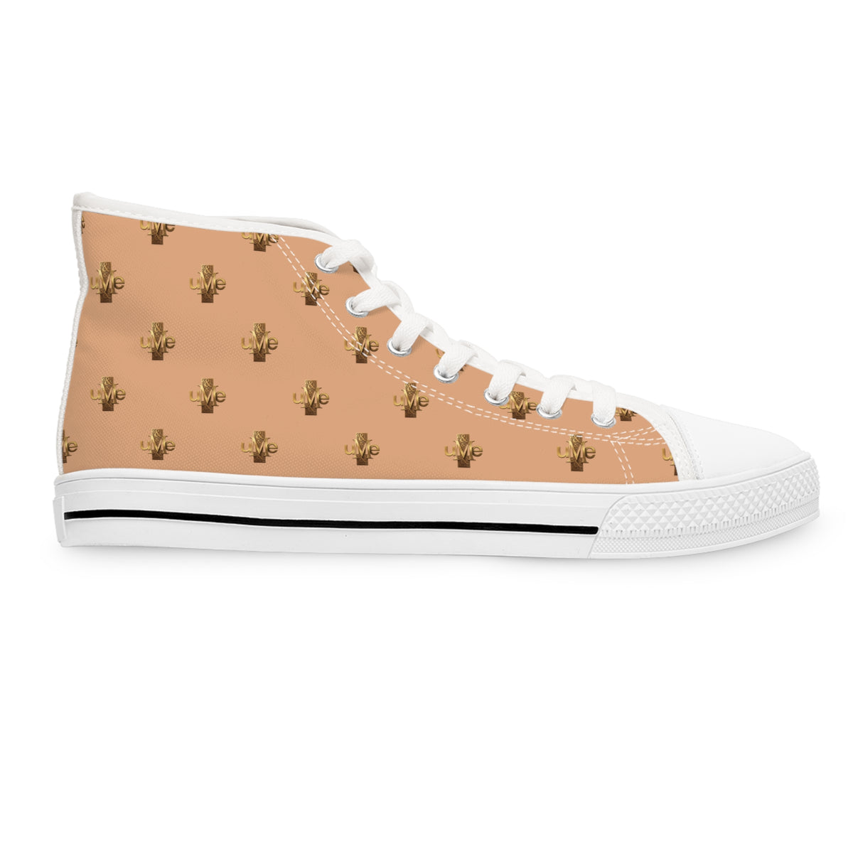 Women’s High-Top Sneakers — Light Peach All-Over Print